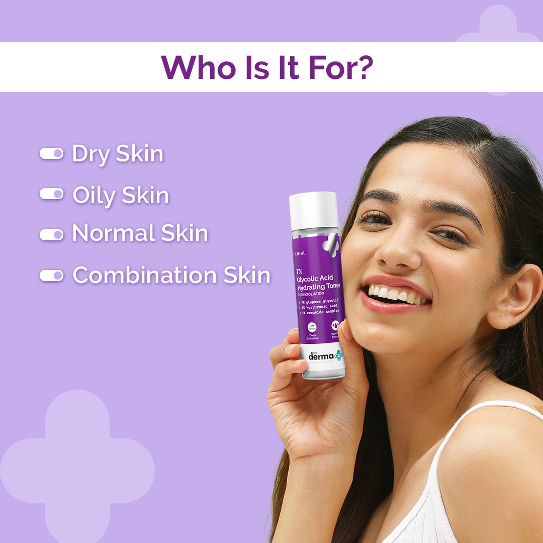 7% Glycolic Acid Hydrating Toner with Glycolic Acid & Hyaluronic Acid For Gentle Exfoliation - 150 ml