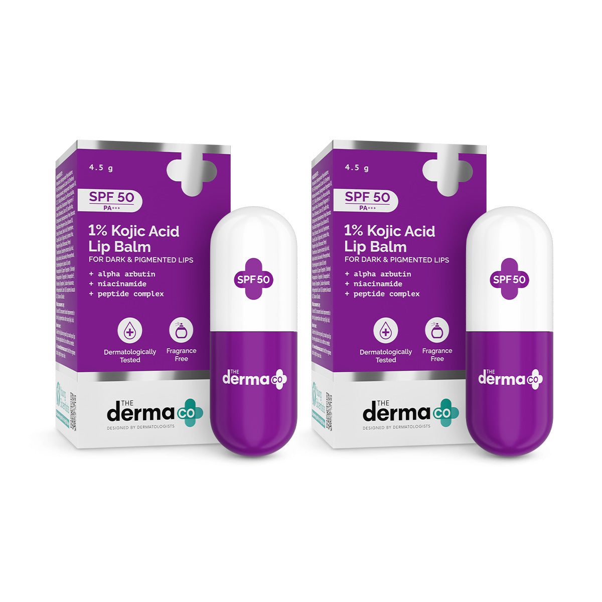 1% Kojic Acid Lip Balm with Alpha Arbutin & Hyaluronic Acid with SPF 50 - 4.5g (Pack Of 2)