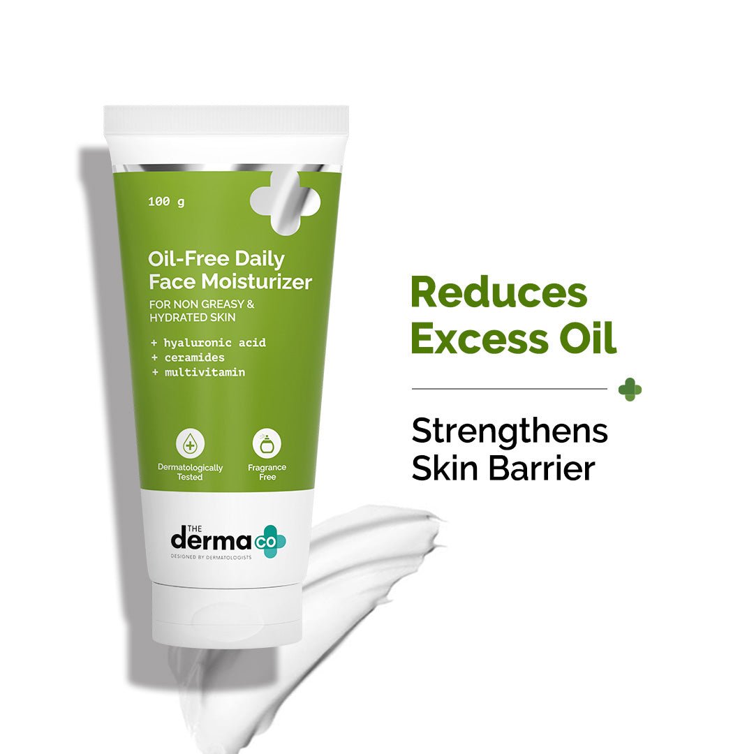 Oil-Free Daily Face Moisturizer With Hyaluronic Acid, Ceramides & Multivitamins for Non-Greasy & Hydrated Skin - 100g