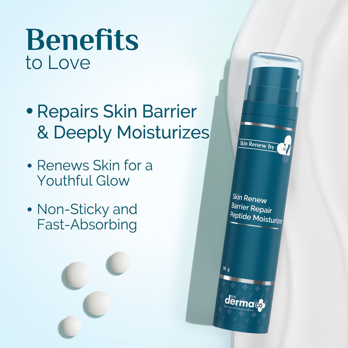 The Derma Co. X Dr V Skin Renew Barrier Repair Peptide Moisturizer with Peptide & Vitamin C - 50g