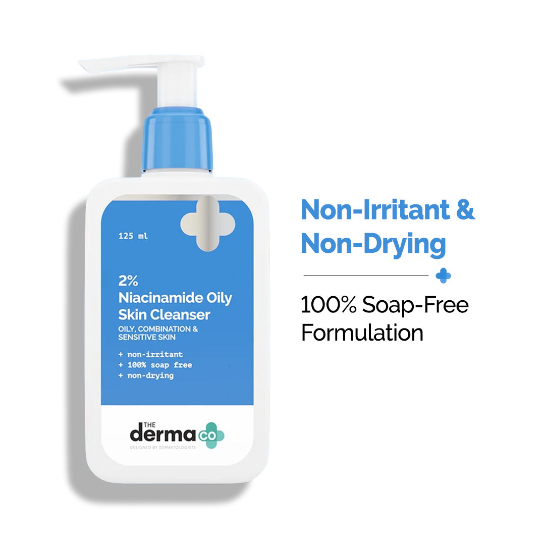 2% Niacinamide Oily Skin Cleanser for Sensitive, Oily & Combination Skin 125 ml Non-Irritant | 100% Soap-Free | Non-Drying | Gently Cleanses Makeup