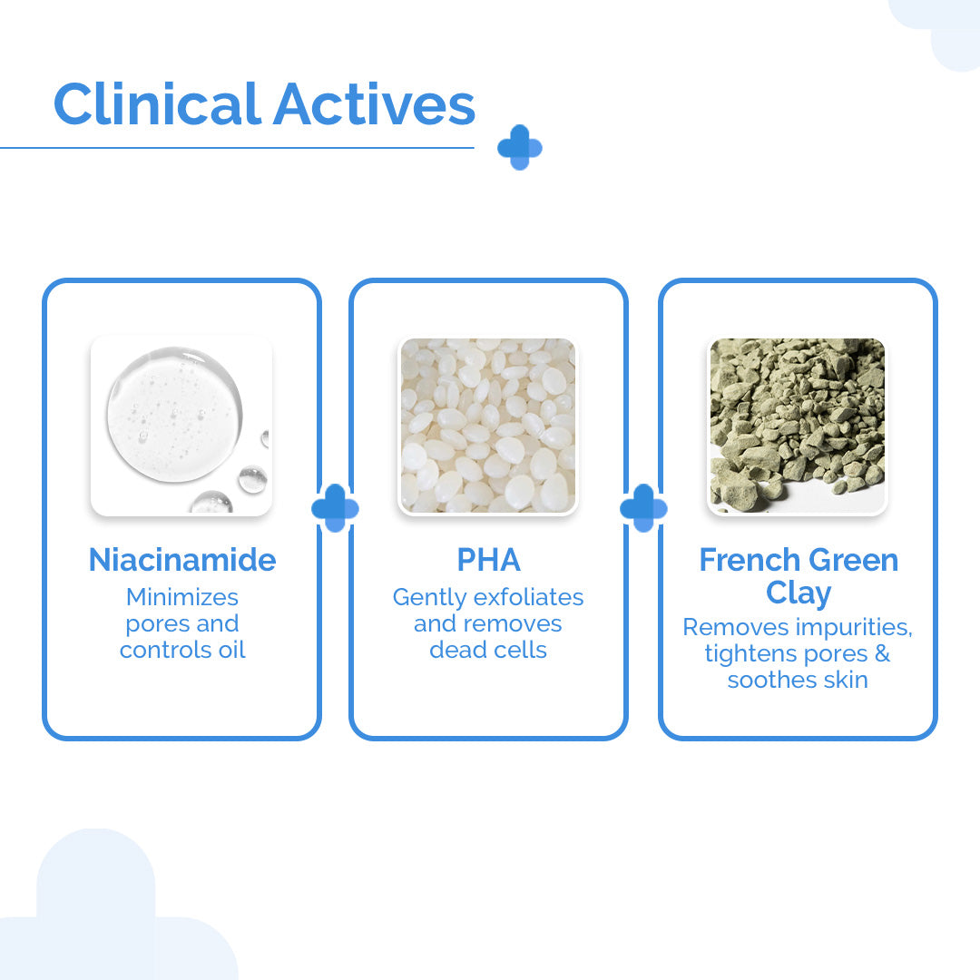 Pore Minimizing Clay Daily Face Wash with 1% Niacinamide & 2% PHA - 100 ml