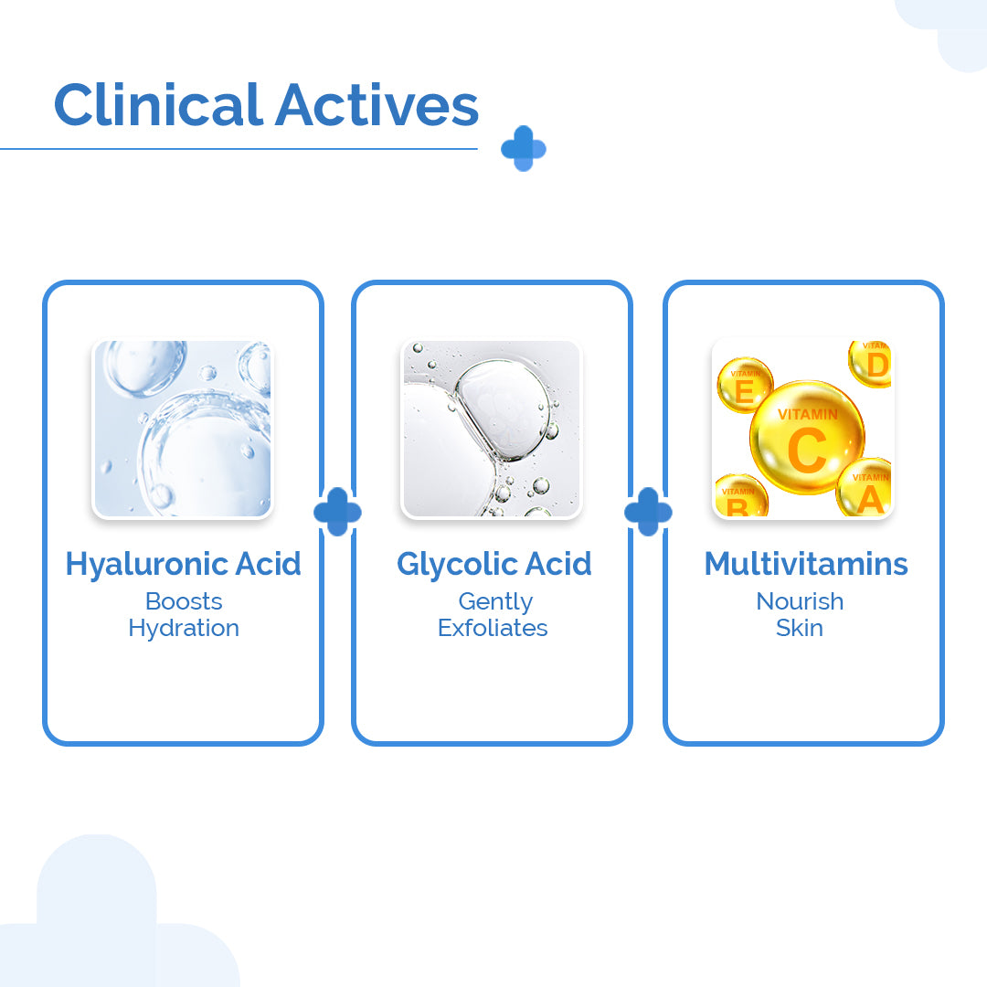 Oil-Free Daily Face Wash With Hyaluronic Acid, Glycolic Acid & Multivitamins for Clear & Hydrated Skin - 100ml