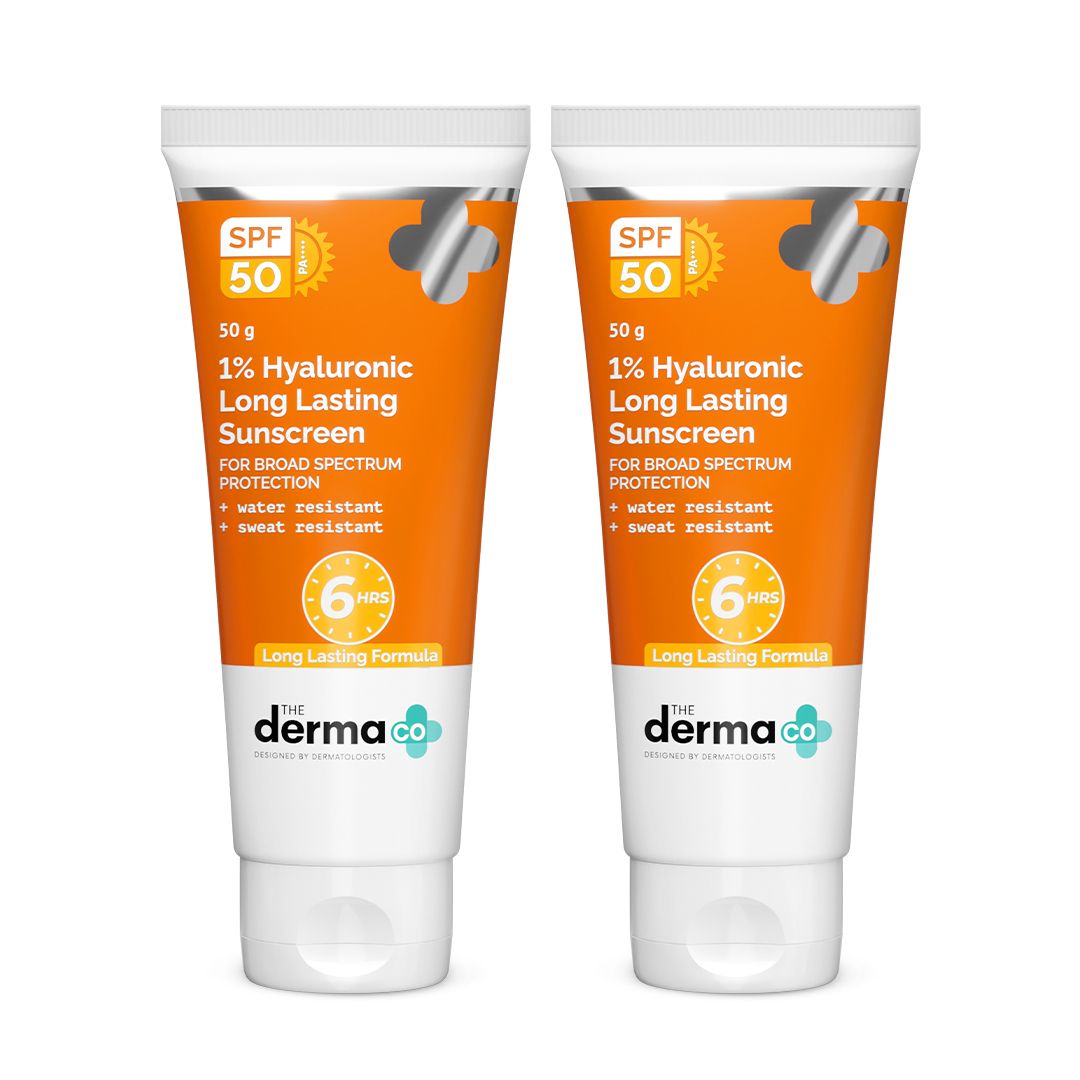 1% Hyaluronic Long Lasting Sunscreen SPF 50 & PA++++ with Hyaluronic Acid & Vitamin E for Upto 6-Hour Sun Protection- 50 g (Pack of 2)