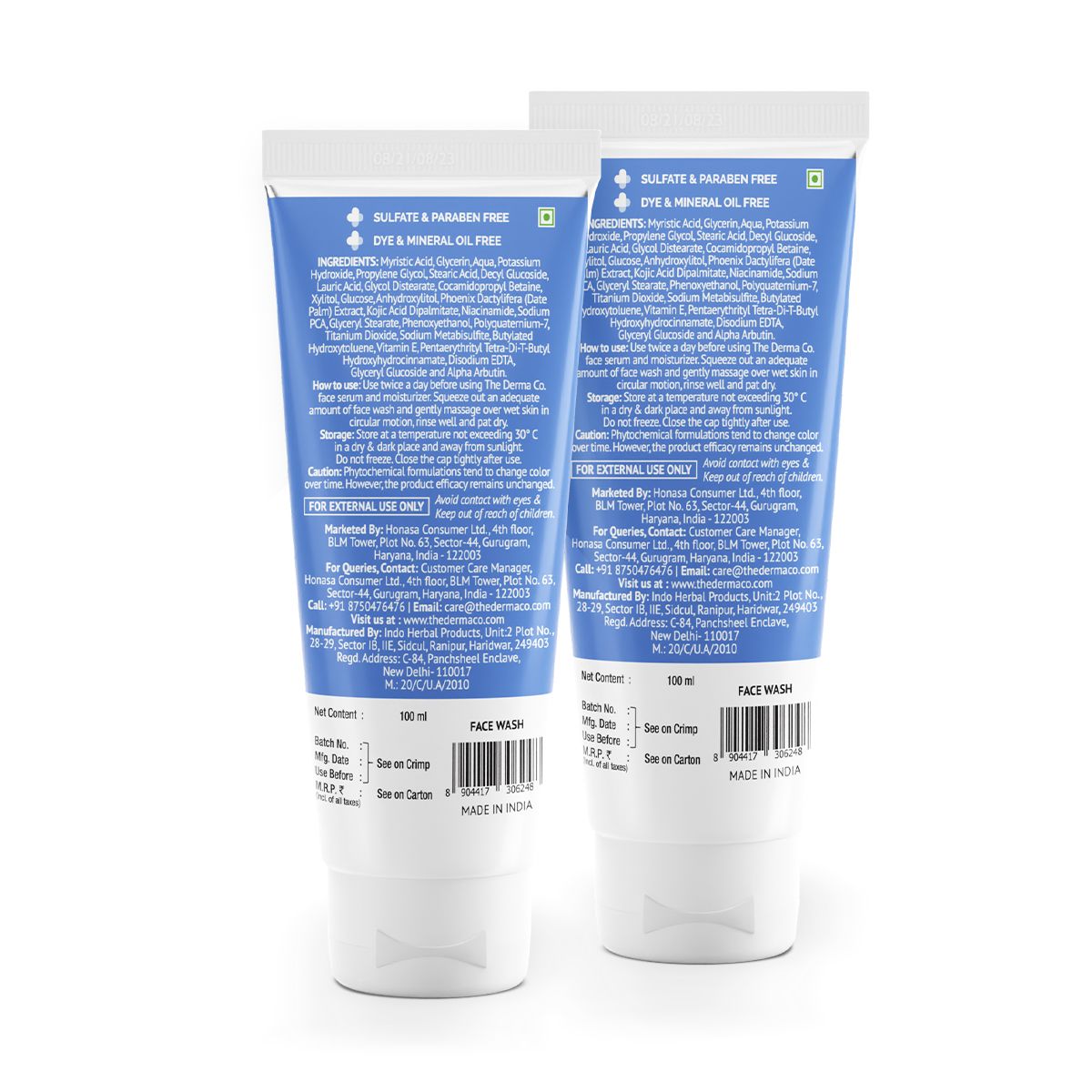 1% Kojic Acid Face Wash with Niacinamide & Alpha Arbutin For Dark Spots & Pigmentation - 100ml (Pack of 2)