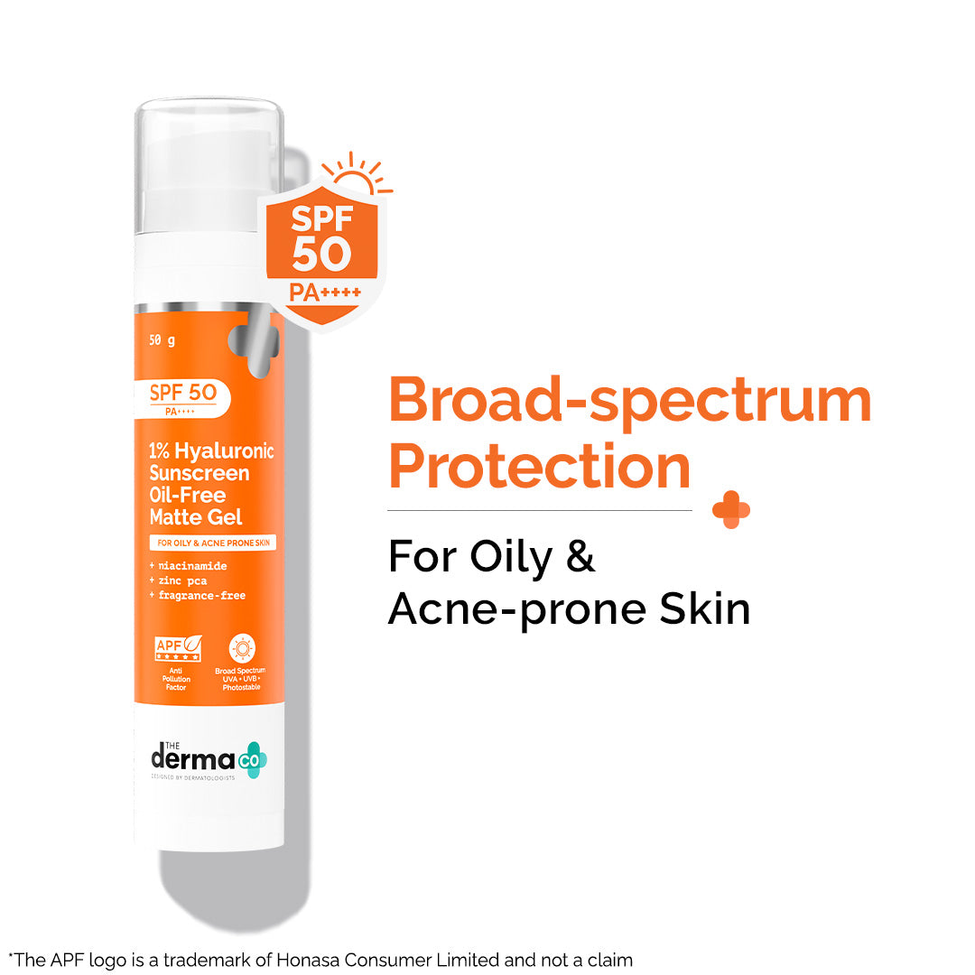 1% Hyaluronic Sunscreen Oil-Free Matte Gel In Vivo Tested (ISO 24444:2019 Certified, CTRI/2025/02/079913) - 50 g