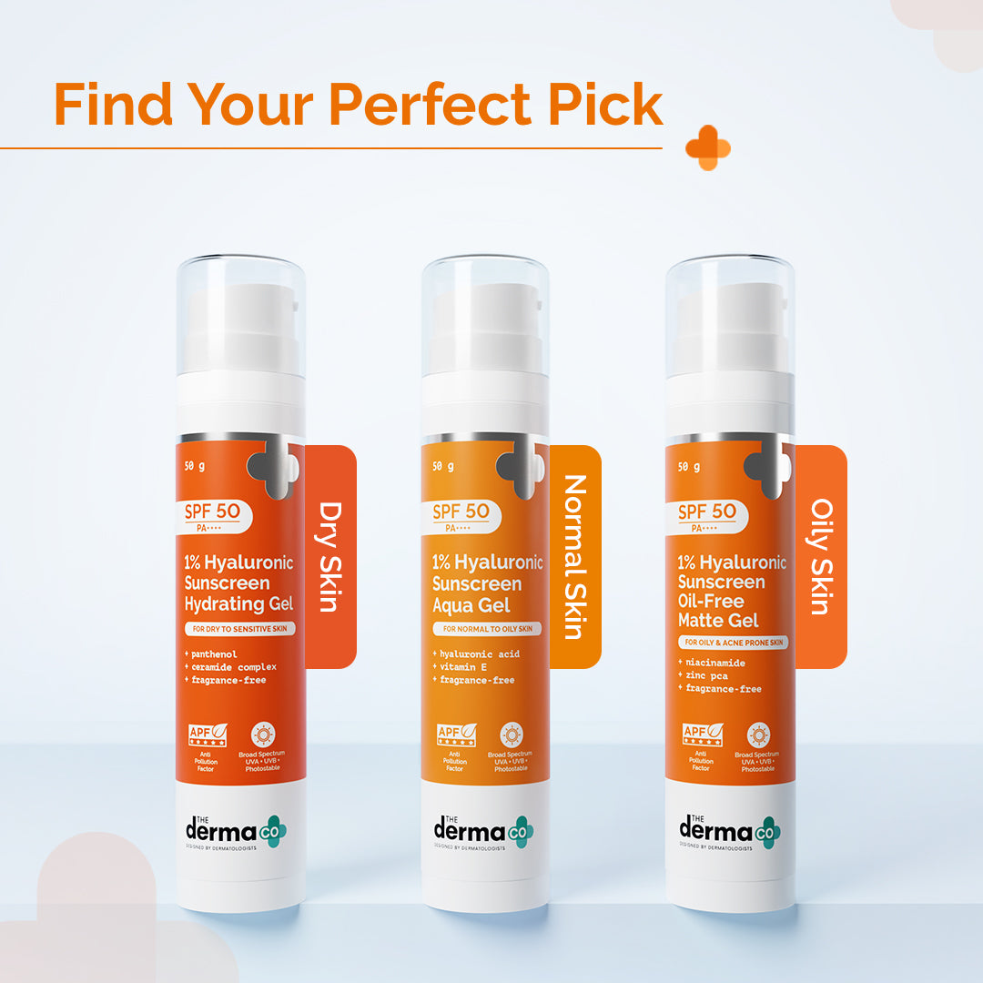 1% Hyaluronic Sunscreen Aqua Gel In Vivo Tested (ISO 24444:2019 Certified, CTRI/2025/02/080287), UVA: 39.984 (PA++++) (PPD 39) with SPF 50 & PA++++ , Dewy Finish for All Skin Types- 50g