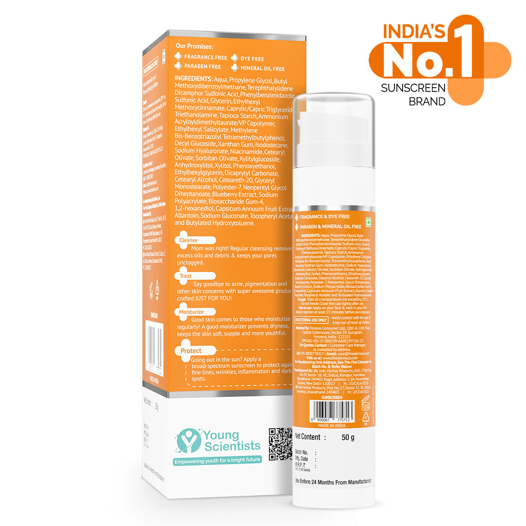 1% Hyaluronic Sunscreen Aqua Gel In Vivo Tested (ISO 24444:2019 Certified, CTRI/2025/02/080287) with SPF 50 & PA++++ - 50g