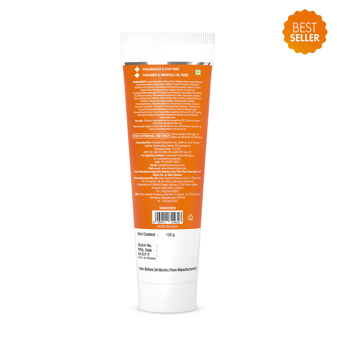1% Hyaluronic Sunscreen Aqua Gel In Vivo Tested (ISO 24444:2019 Certified, CTRI/2025/02/080287) with SPF 50 & PA++++ - 125 g