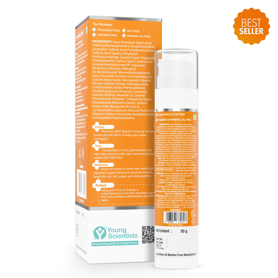 1% Hyaluronic Sunscreen Aqua Gel In Vivo Tested (ISO 24444:2019 Certified, CTRI/2025/02/080287) with SPF 50 & PA++++ - 50g