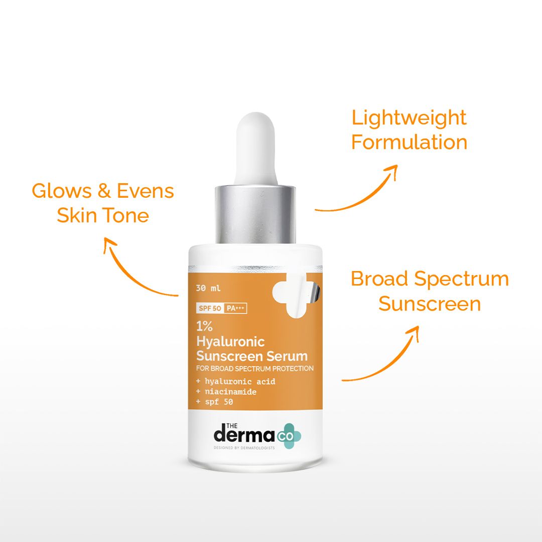 1% Hyaluronic Serum Sunscreen -30ml | The Derma Co