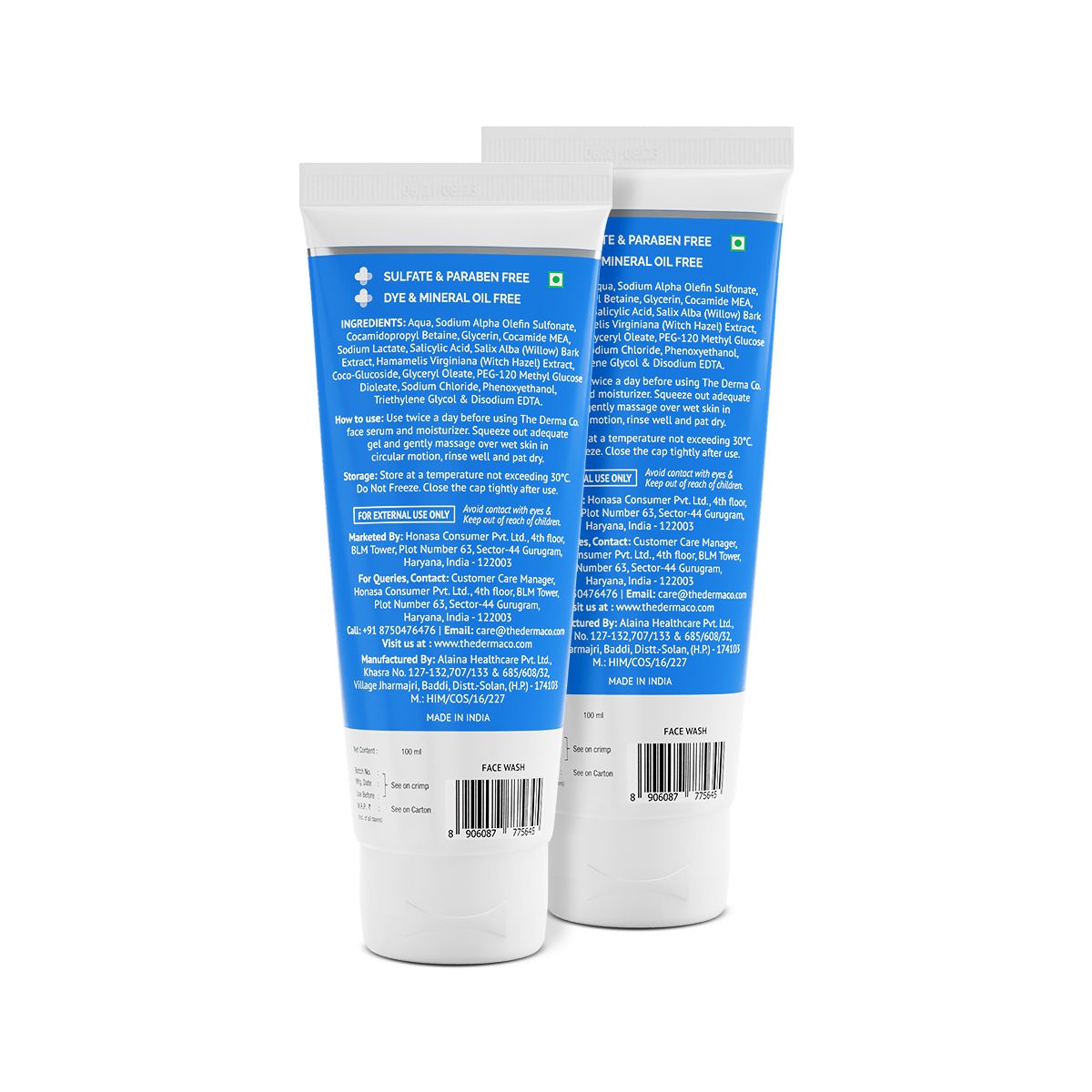 1% Salicylic Acid Gel Face Wash with Salicylic Acid & Witch Hazel - 100ml (Pack of 2)