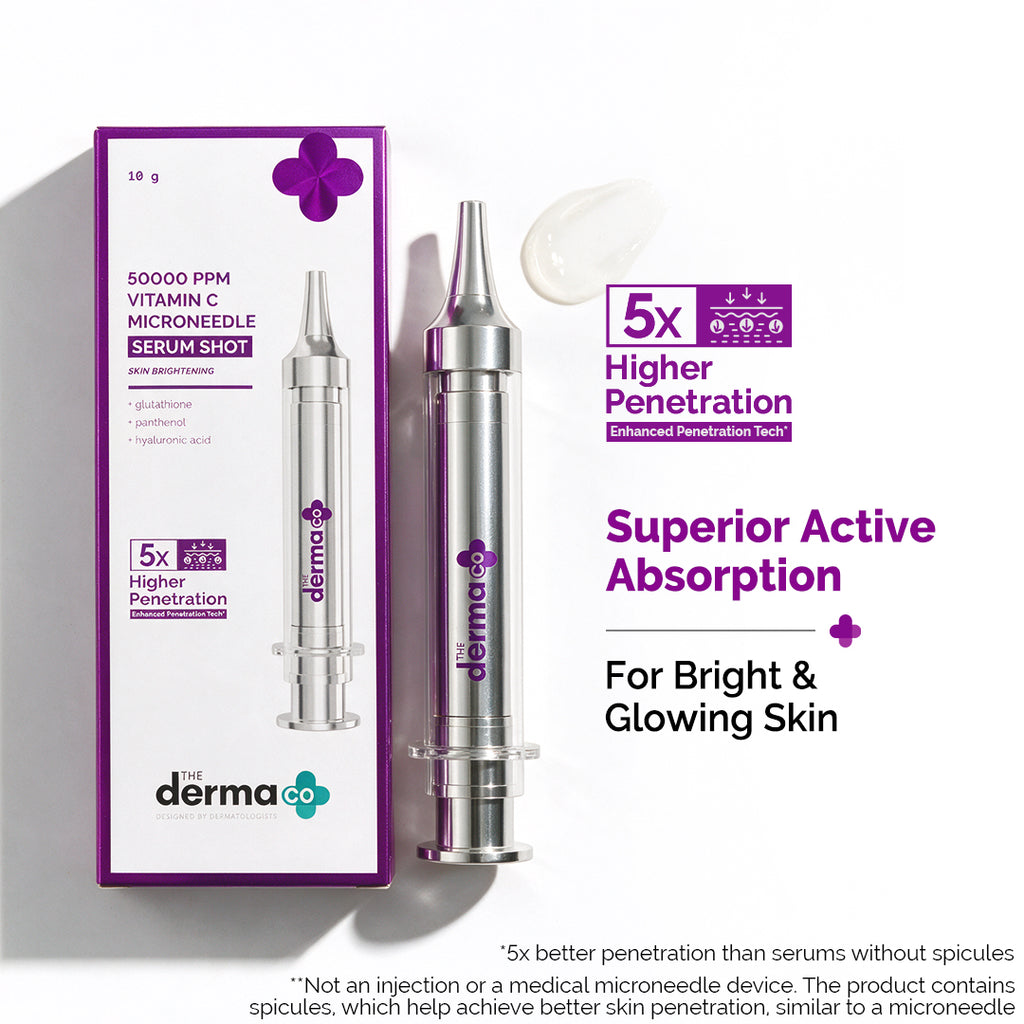 dermaco glutathione serum Mironeedling for Face Shot with 50000 PPM Vitamin C – The Derma Co Face Serum for Oily Skin