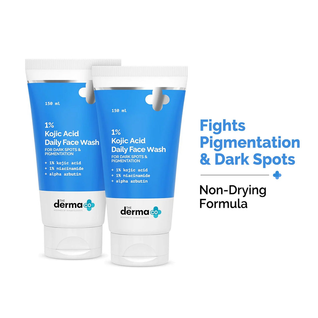 1% Kojic Acid Face Wash with Niacinamide & Alpha Arbutin For Dark Spots & Pigmentation - 150 ml (Pack of 2)