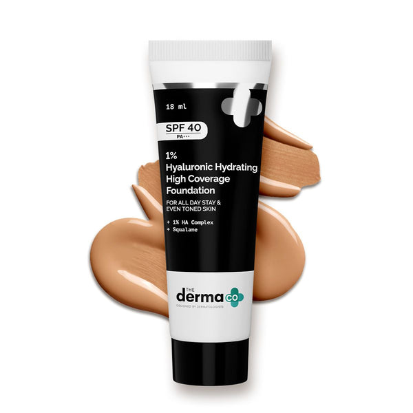 The Derma Co 1% Hyaluronic Hydrating High Coverage Foundation - 04 Caramel Foundation