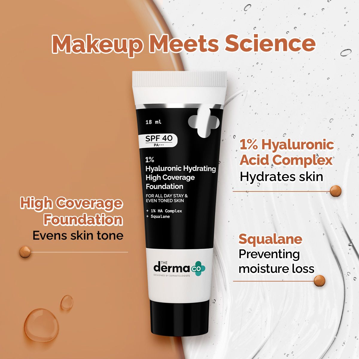 1% Hyaluronic Hydrating High
Coverage Foundation - 18ml | Caramel