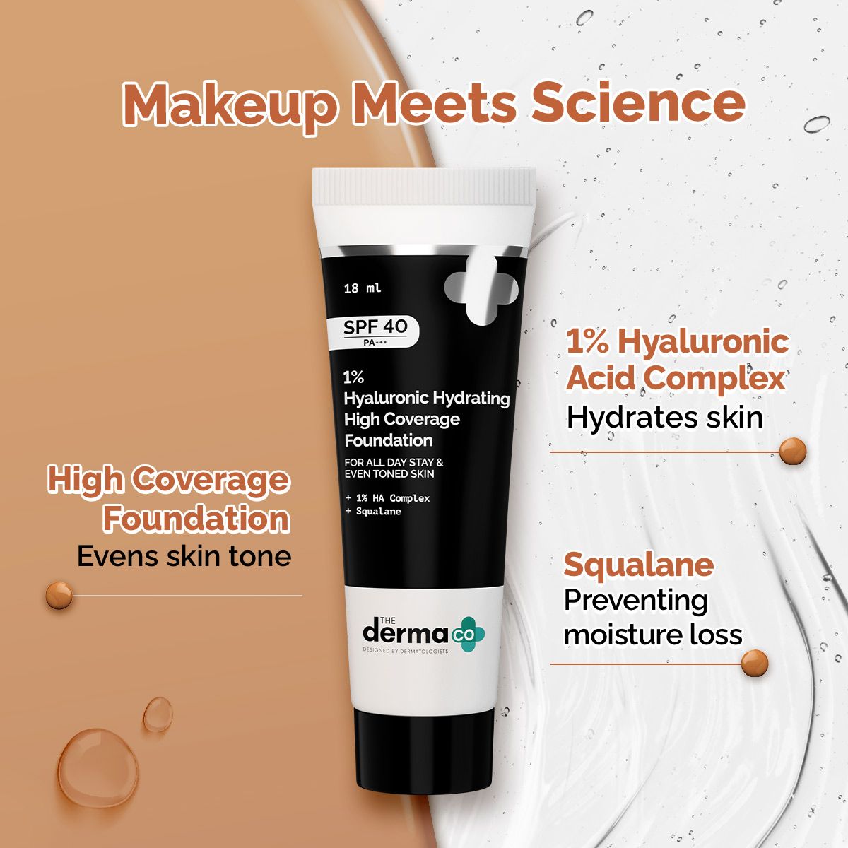 1% Hyaluronic Hydrating High
Coverage Foundation - 18ml | Nude