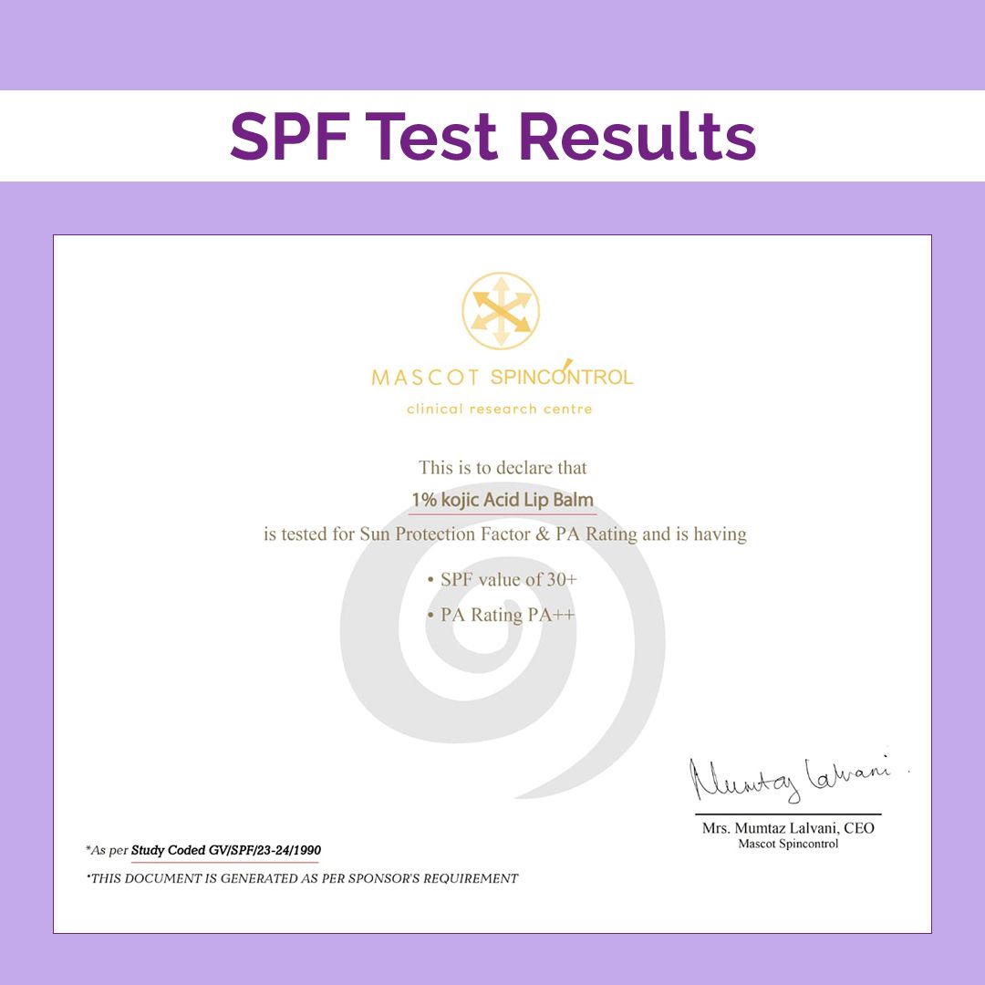 1% Kojic Acid Lip Balm With Alpha Arbutin & Hyaluronic Acid, SPF 30 PA++ for Dark & Pigmented Lips - 4.5g (Pack of 2)