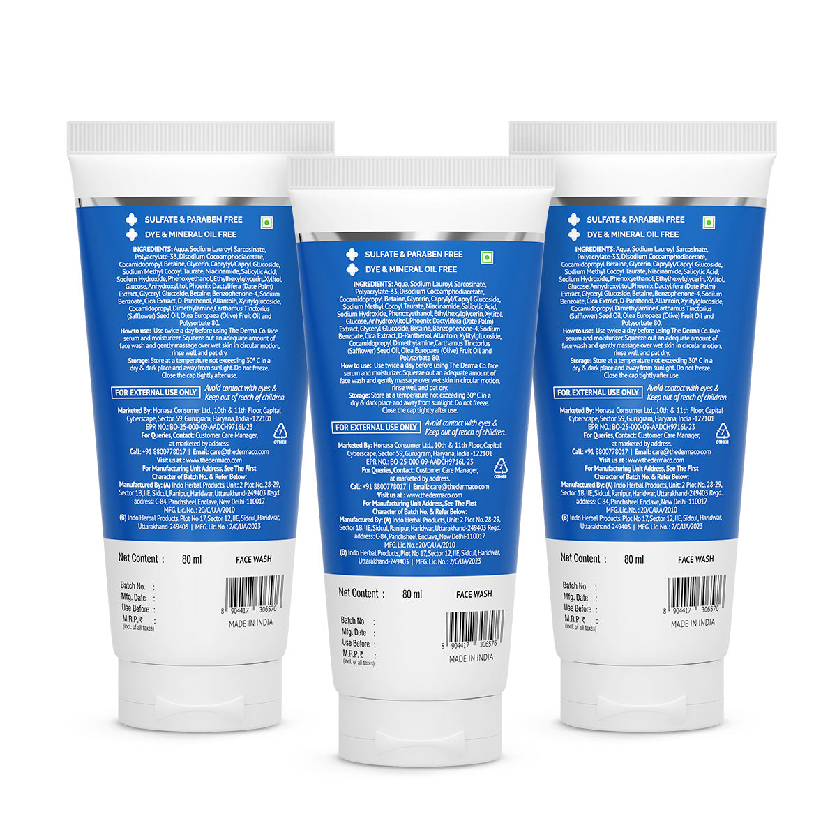 2% Sali-Cinamide Anti-Acne Face Wash with 2% Salicylic Acid & 2% Niacinamide - 80ml (Pack Of 3)