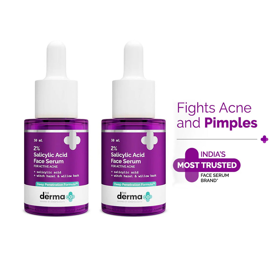 2% Salicylic Acid Serum with Witch Hazel & Willow Bark for Active Acne - 30ml (Pack Of 2)