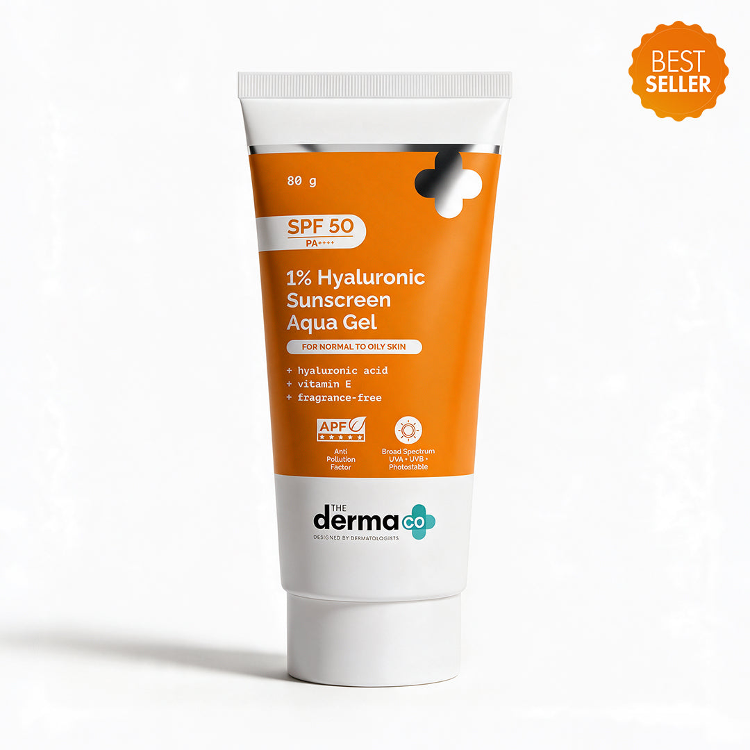 1% Hyaluronic Sunscreen Aqua Gel In-Vivo Tested (ISO 24444:2019 Certified, CTRI/2025/02/080287), UVA: 39.984 (PA++++) (PPD 39) with SPF 50 & PA++++,Dewy Finish for All Skin Types - 80g