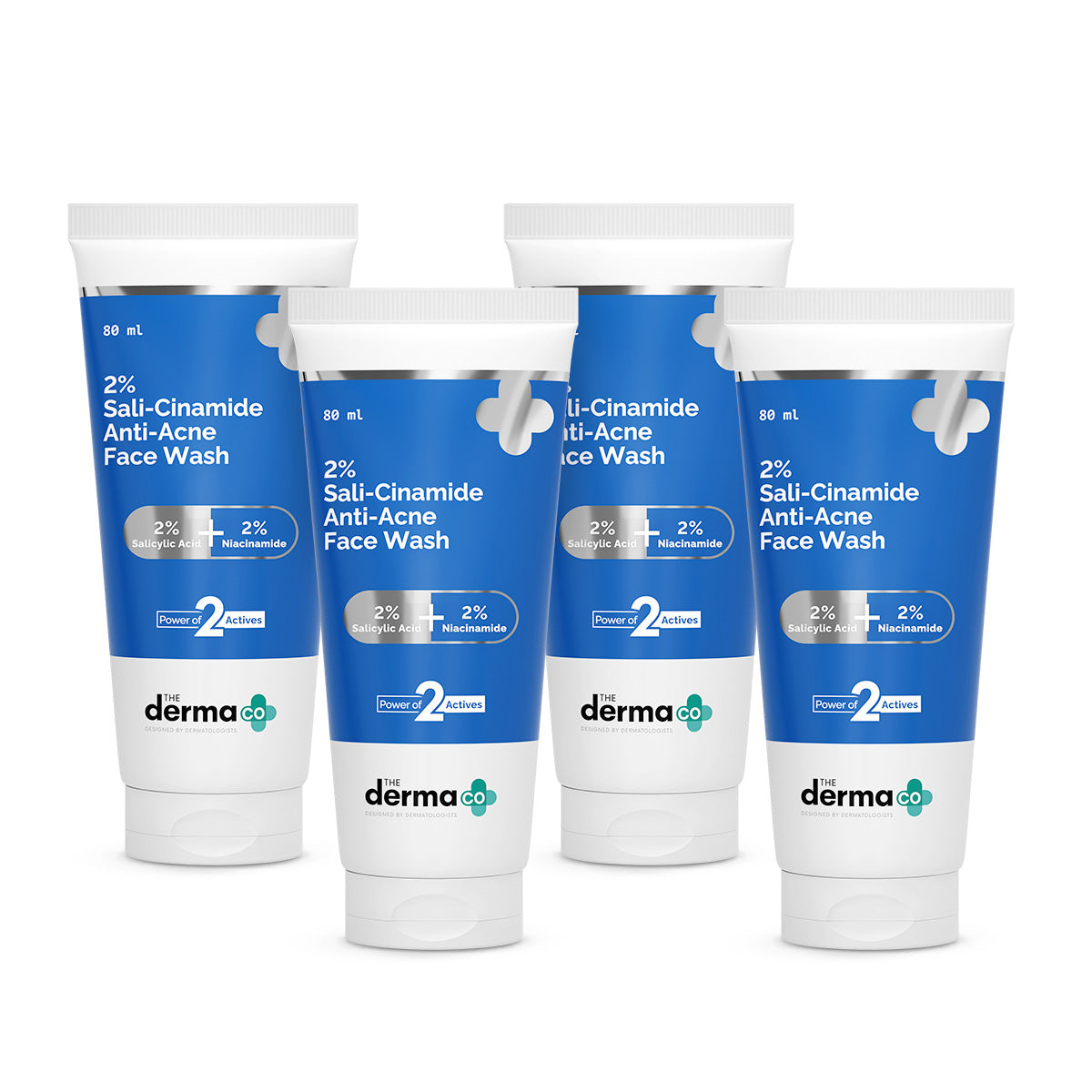 2% Sali-Cinamide Anti-Acne Face Wash with 2% Salicylic Acid & 2% Niacinamide - 80ml (Pack Of 4)