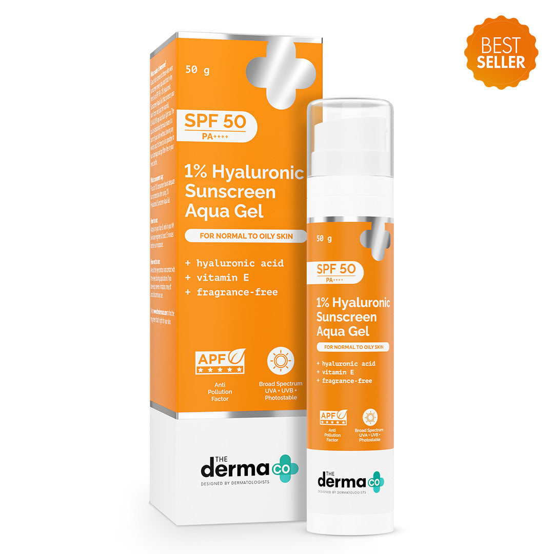 1% Hyaluronic Sunscreen Aqua Gel In Vivo Tested (ISO 24444:2019 Certified, CTRI/2025/02/080287) with SPF 50 & PA++++ - 50g