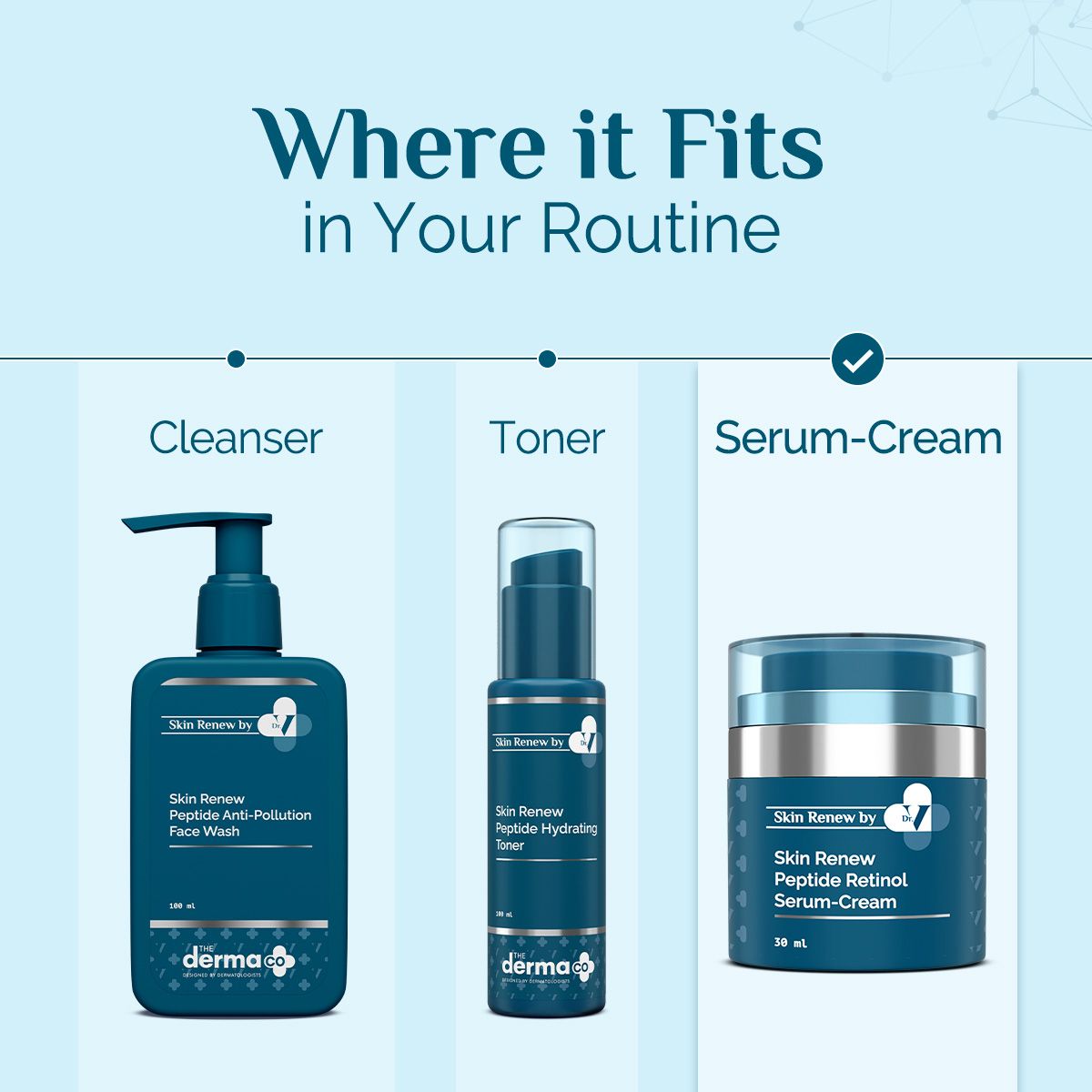 The Derma Co. X Dr V Skin Renew Peptide Retinol Serum-Cream with Peptide & Retinol - 30 ml