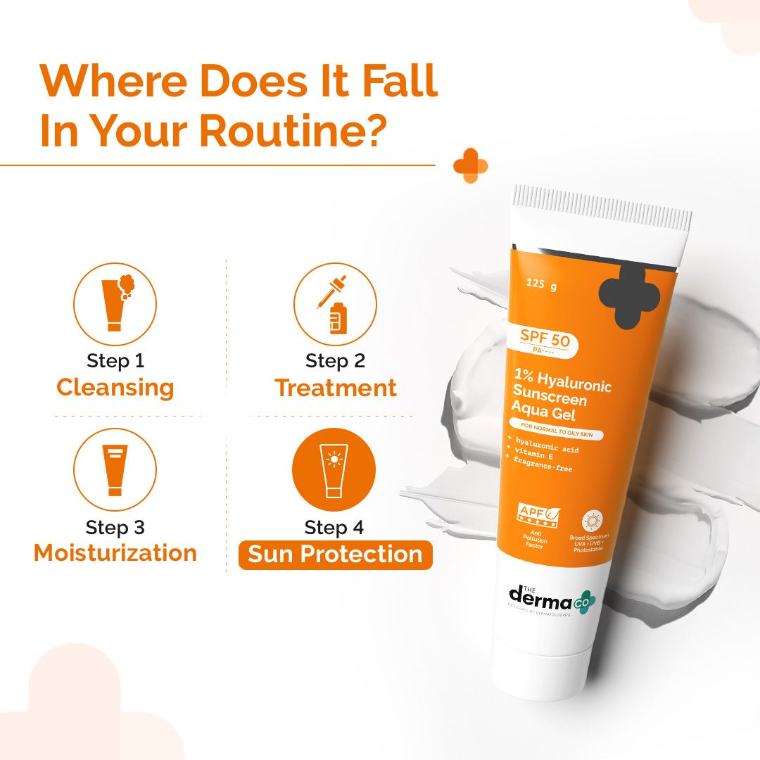 1% Hyaluronic Sunscreen Aqua Gel In Vivo Tested (ISO 24444:2019 Certified, CTRI/2025/02/080287) with SPF 50 & PA++++ - 125 g