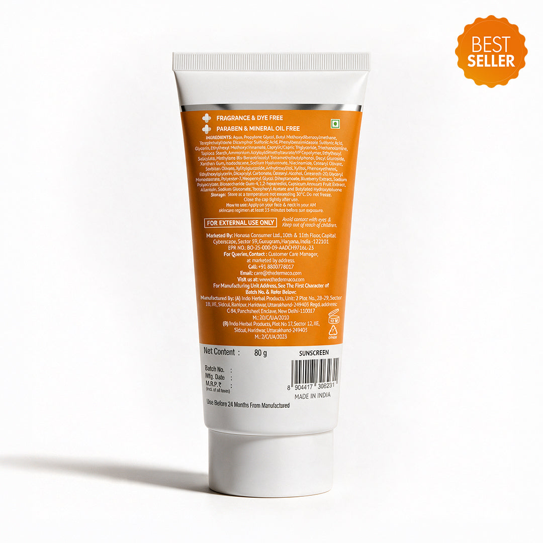 1% Hyaluronic Sunscreen Aqua Gel In-Vivo Tested (ISO 24444:2019 Certified, CTRI/2025/02/080287), UVA: 39.984 (PA++++) (PPD 39) with SPF 50 & PA++++,Dewy Finish for All Skin Types - 80g