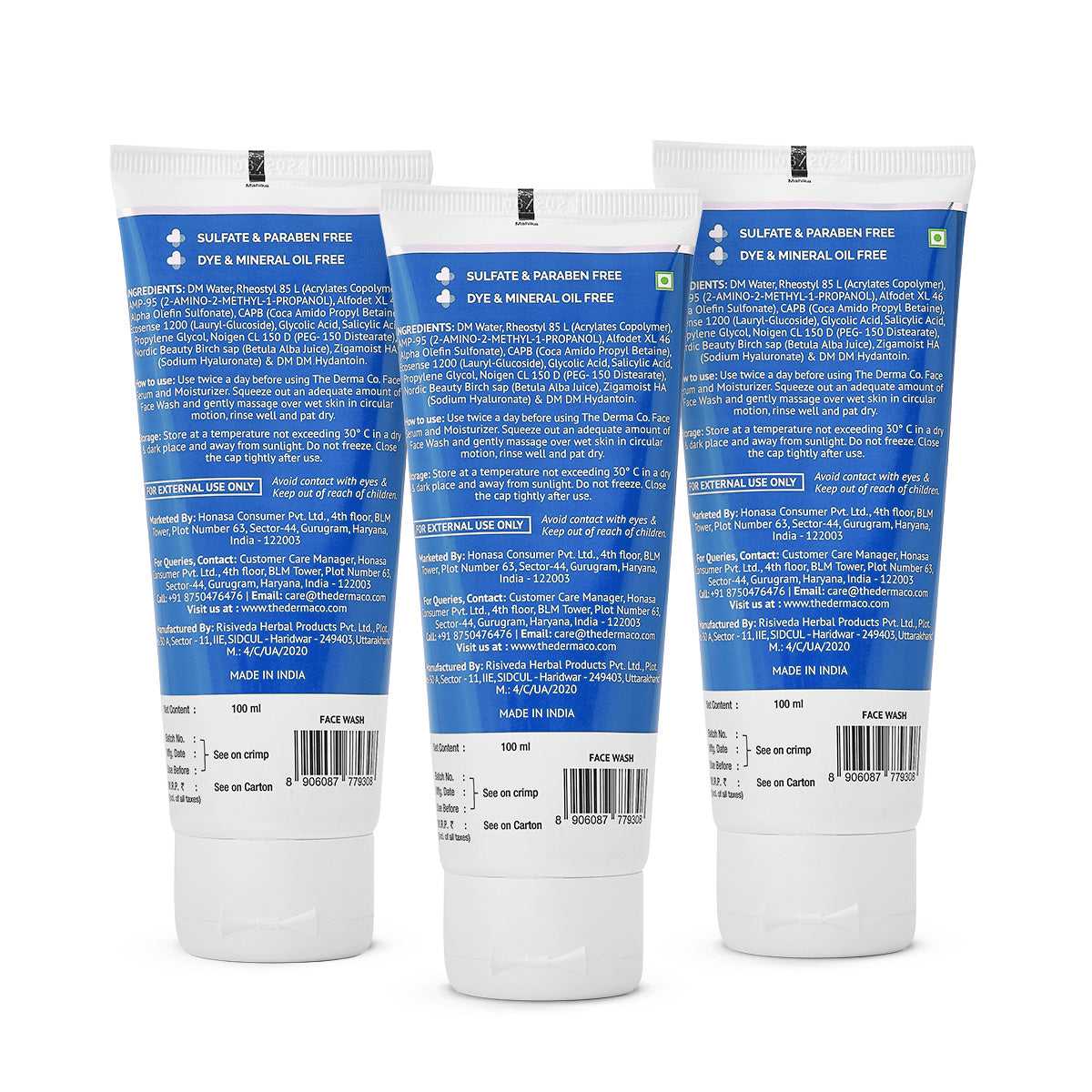 Oil-Free Daily Face Wash With Hyaluronic Acid, Glycolic Acid & Multivitamins for Clear & Hydrated Skin - 100ml (Pack Of 3)