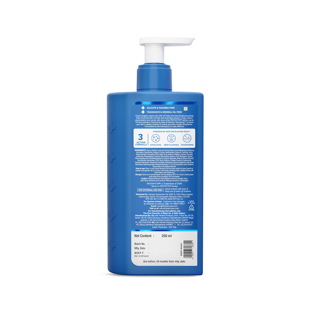 1% Kojic Acid Daily Brightening Body Wash with Alpha Arbutin For Dark Spots & Pigmentation - 250ml