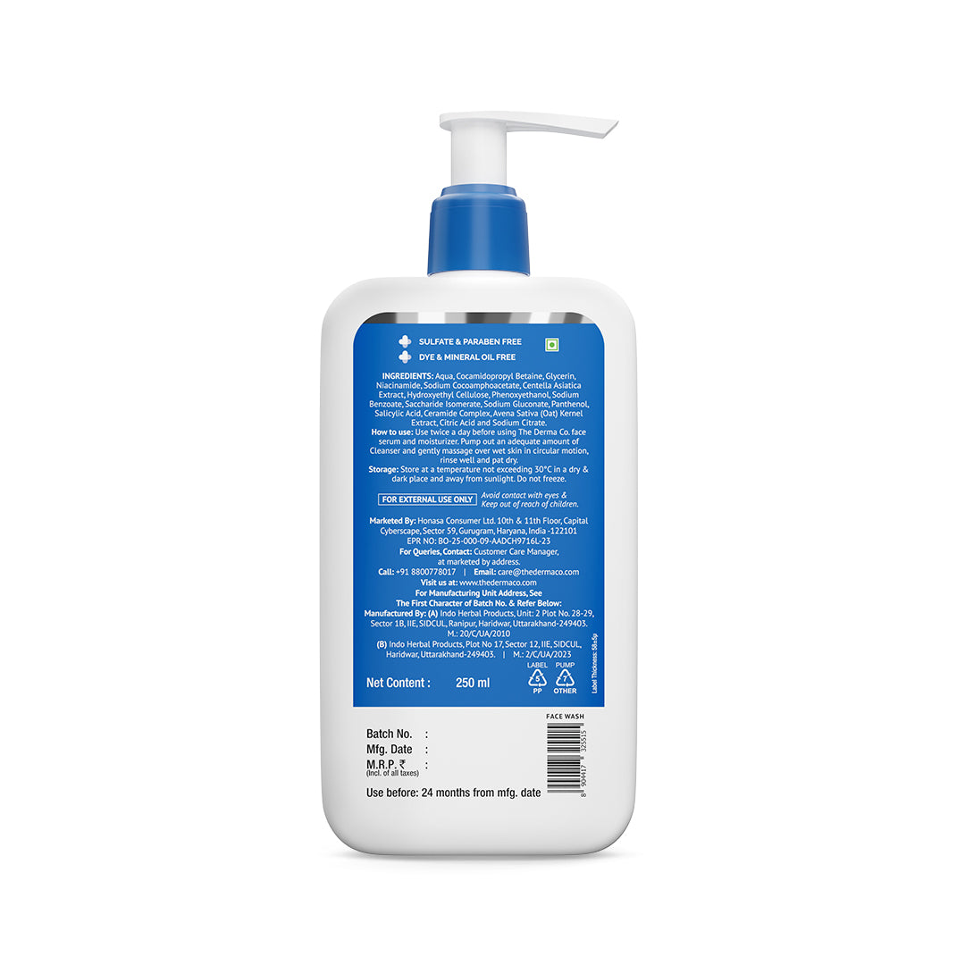 2% Niacinamide Oily Skin Cleanser for Sensitive, Oily &  Combination Skin - 250 ml