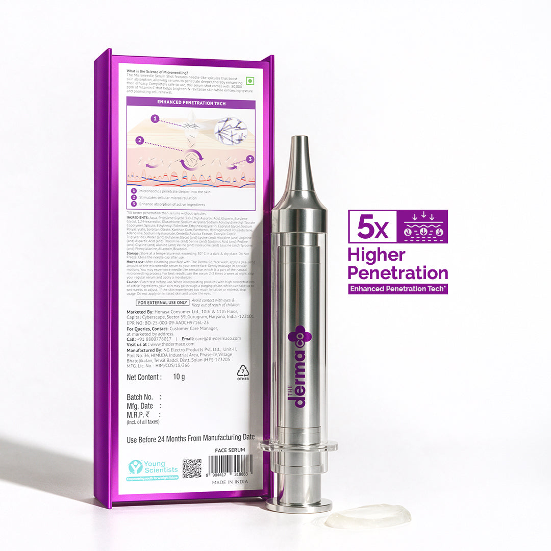 3000 PPM Retinol Microneedle Serum Shot with Squalene, Panthenol & Hyaluronic Acid for Skin Renewal - 10 g