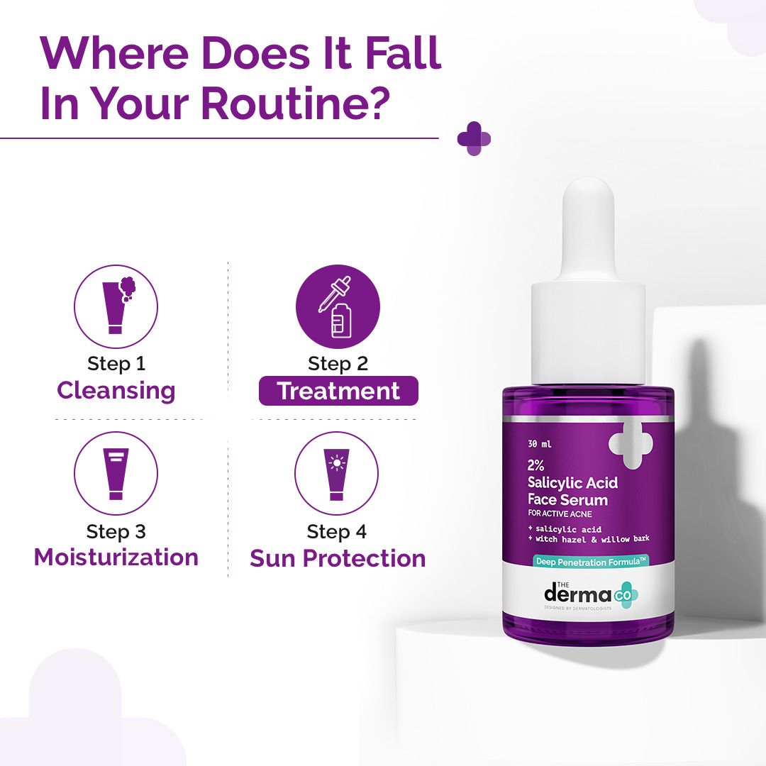 2% Salicylic Acid Serum with Witch Hazel & Willow Bark for Active Acne - 30ml (Pack Of 2)