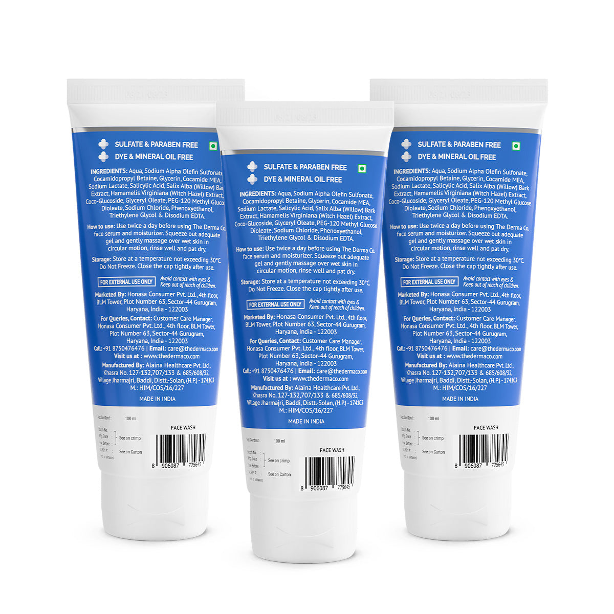 1% Salicylic Acid Gel Face Wash with Salicylic Acid & Witch Hazel - 100ml (Pack Of 3)