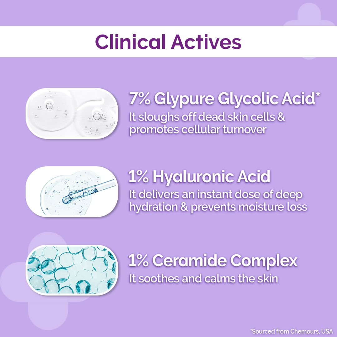 7% Glycolic Acid Hydrating Toner with Glycolic Acid & Hyaluronic Acid For Gentle Exfoliation - 150 ml