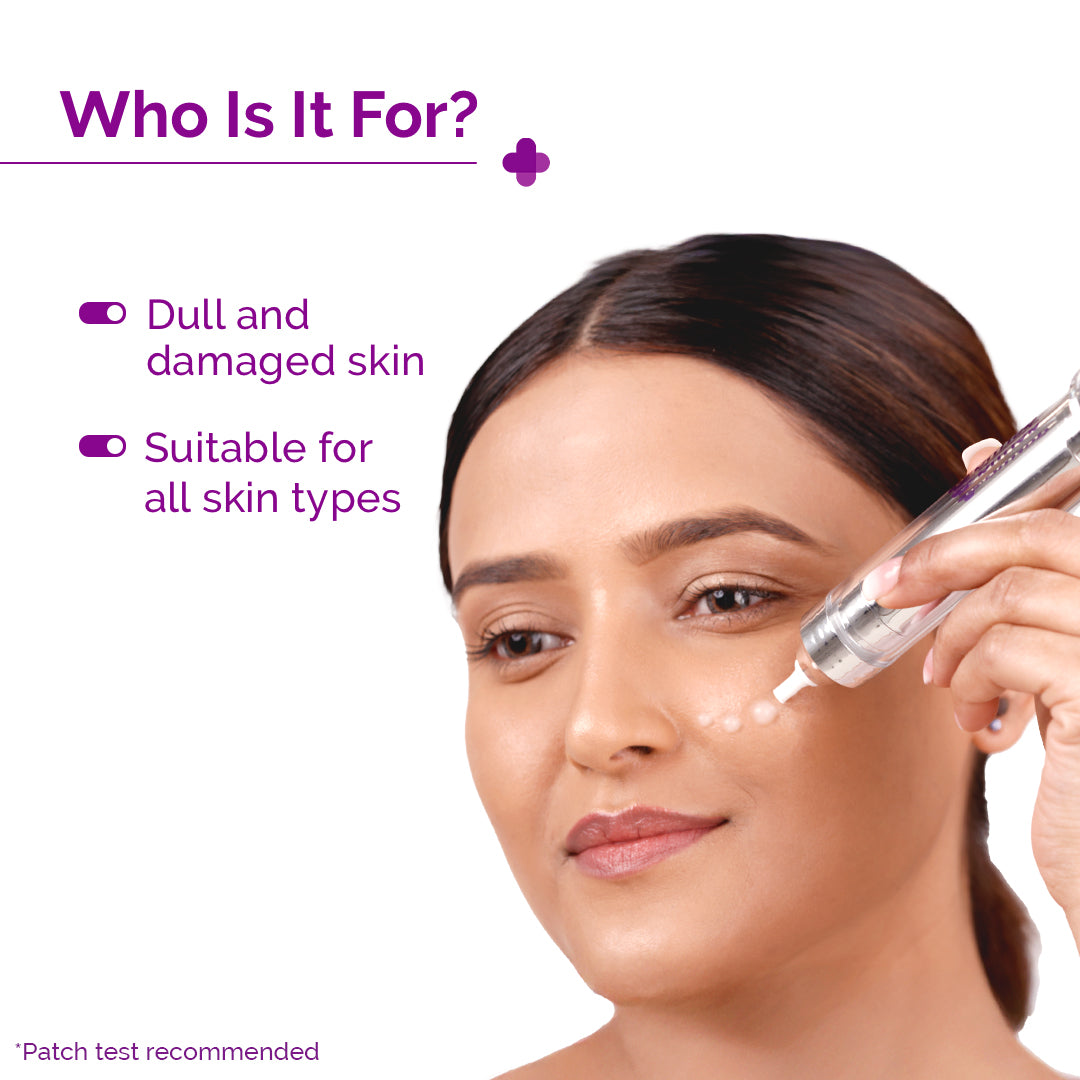 50000 PPM Vitamin C Microneedle Serum Shot with Glutathione, Panthenol & Hyaluronic Acid for Bright & Revitalized Skin - 10 g