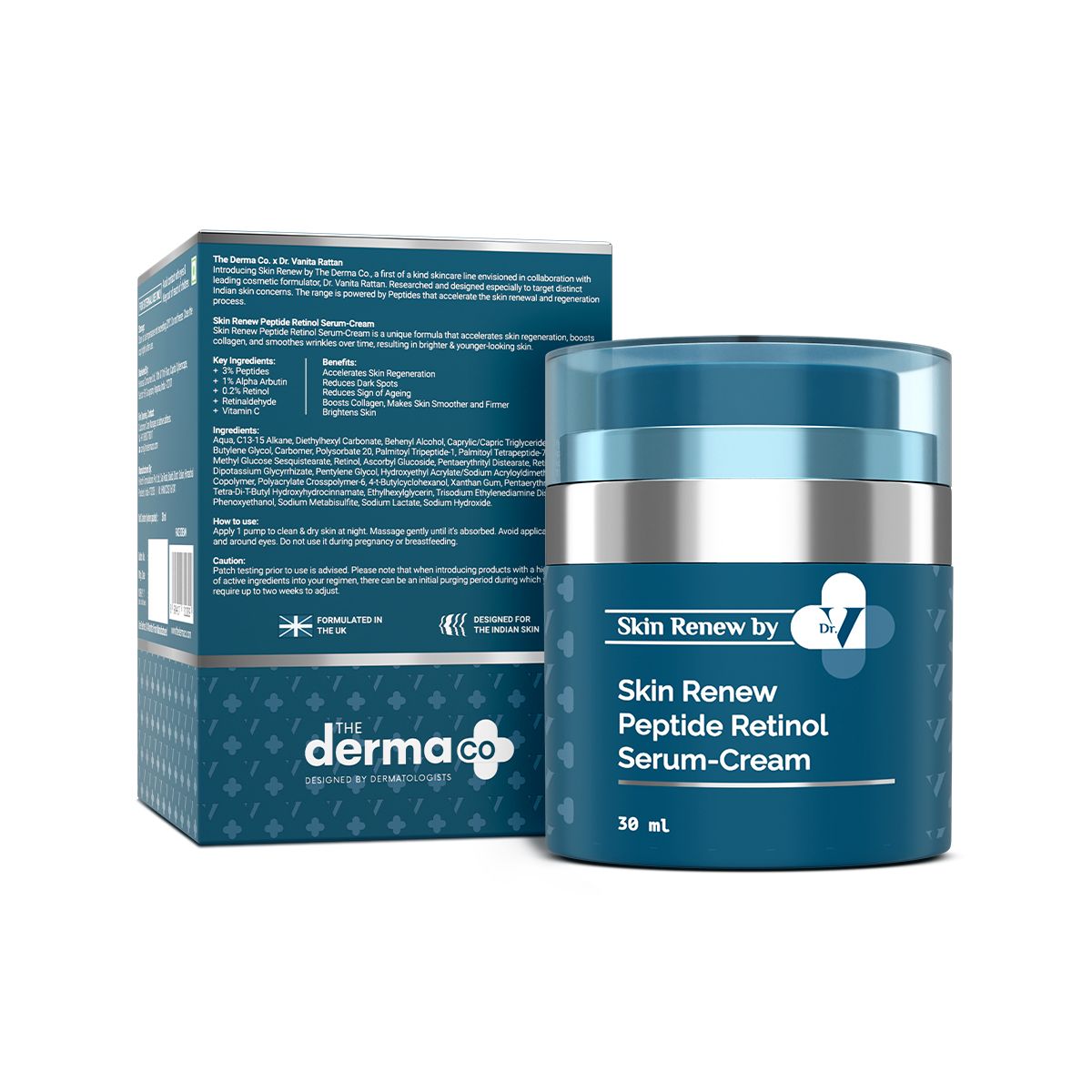 The Derma Co. X Dr V Skin Renew Peptide Retinol Serum-Cream with Peptide & Retinol - 30 ml