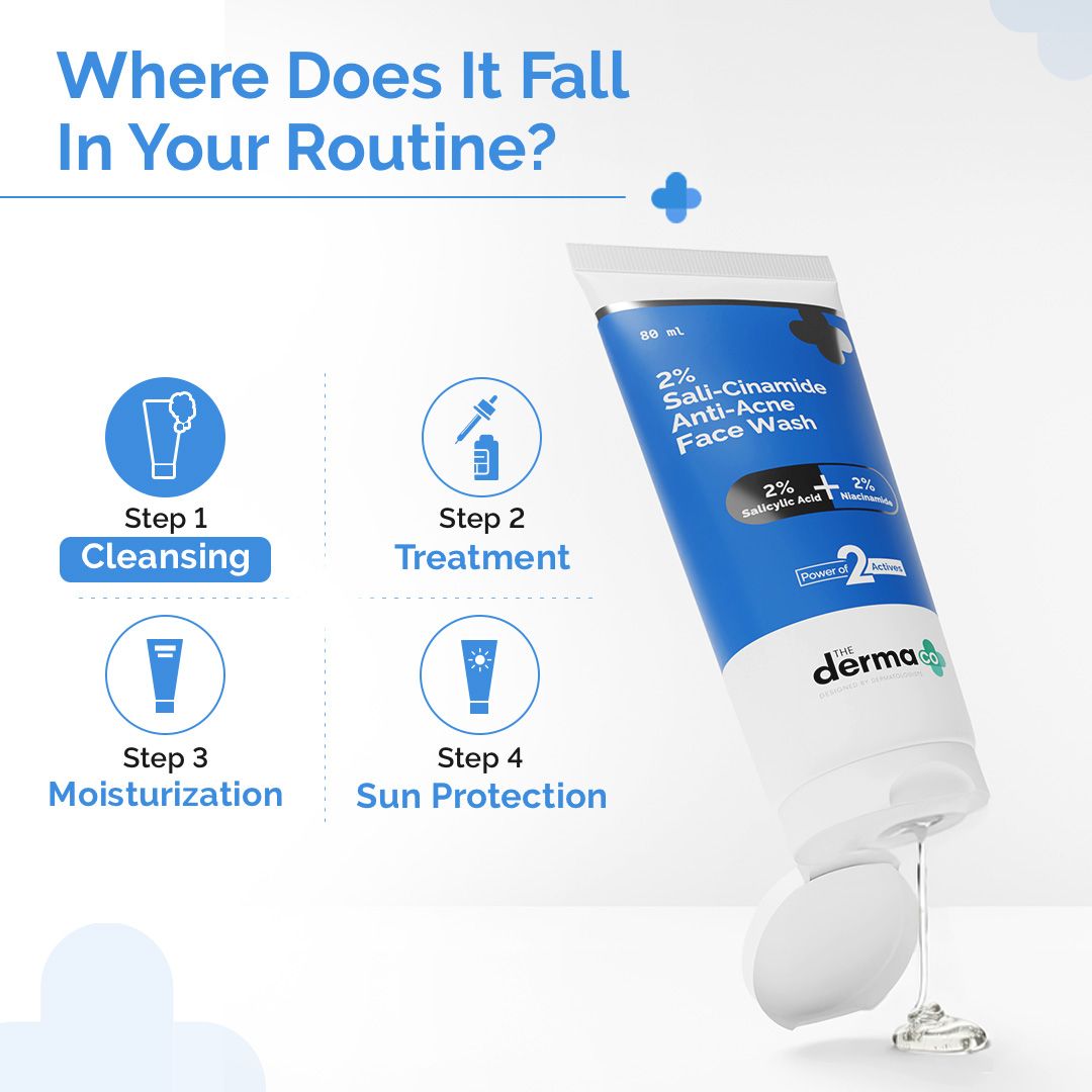 2% Sali-Cinamide Anti-Acne Face Wash with 2% Salicylic Acid & 2% Niacinamide - 80ml