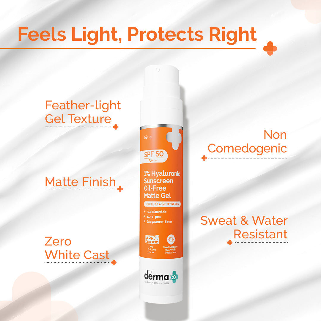 1% Hyaluronic Sunscreen Oil-Free Matte Gel In Vivo Tested (ISO 24444:2019 Certified, CTRI/2025/02/079913) - 50 g