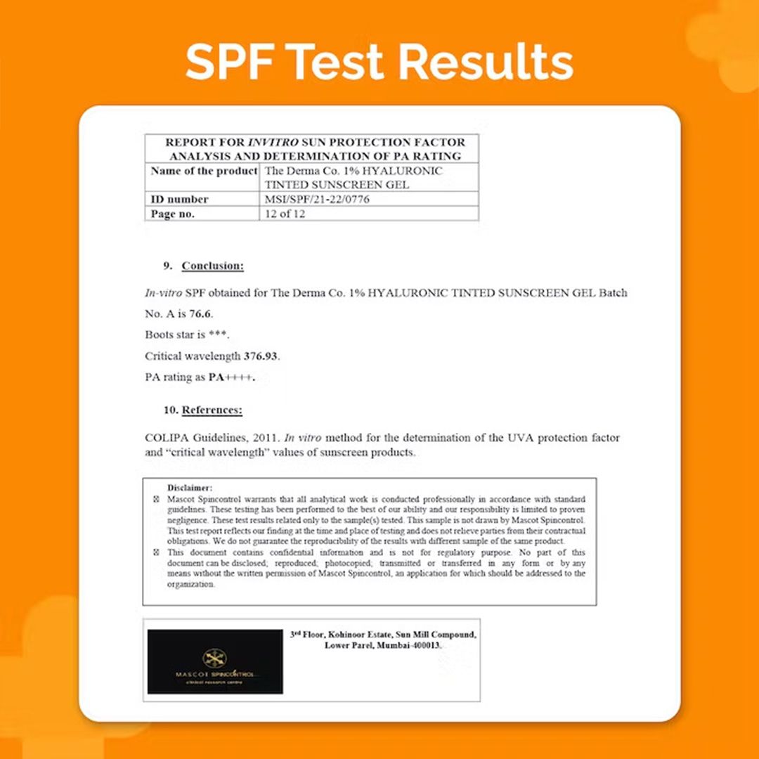 1% Hyaluronic Tinted Sunscreen Gel with SPF 60 & PA++++ for Broad Spectrum Protection - 30g