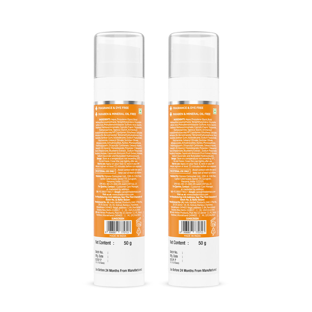 1% Hyaluronic Sunscreen Aqua Gel In Vivo Tested (ISO 24444:2019 Certified, CTRI/2025/02/080287) for Broad Spectrum & Blue Light Protection for Oily, Dry, Acne-prone Skin - 50g (Pack of 2)