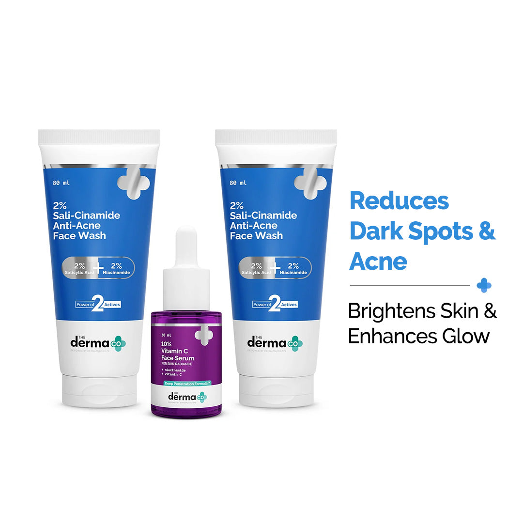 Clear Skin Starter Duo (Sali-Cinamide Anti-Acne Face Wash + 10% Vitamin C Face Serum)