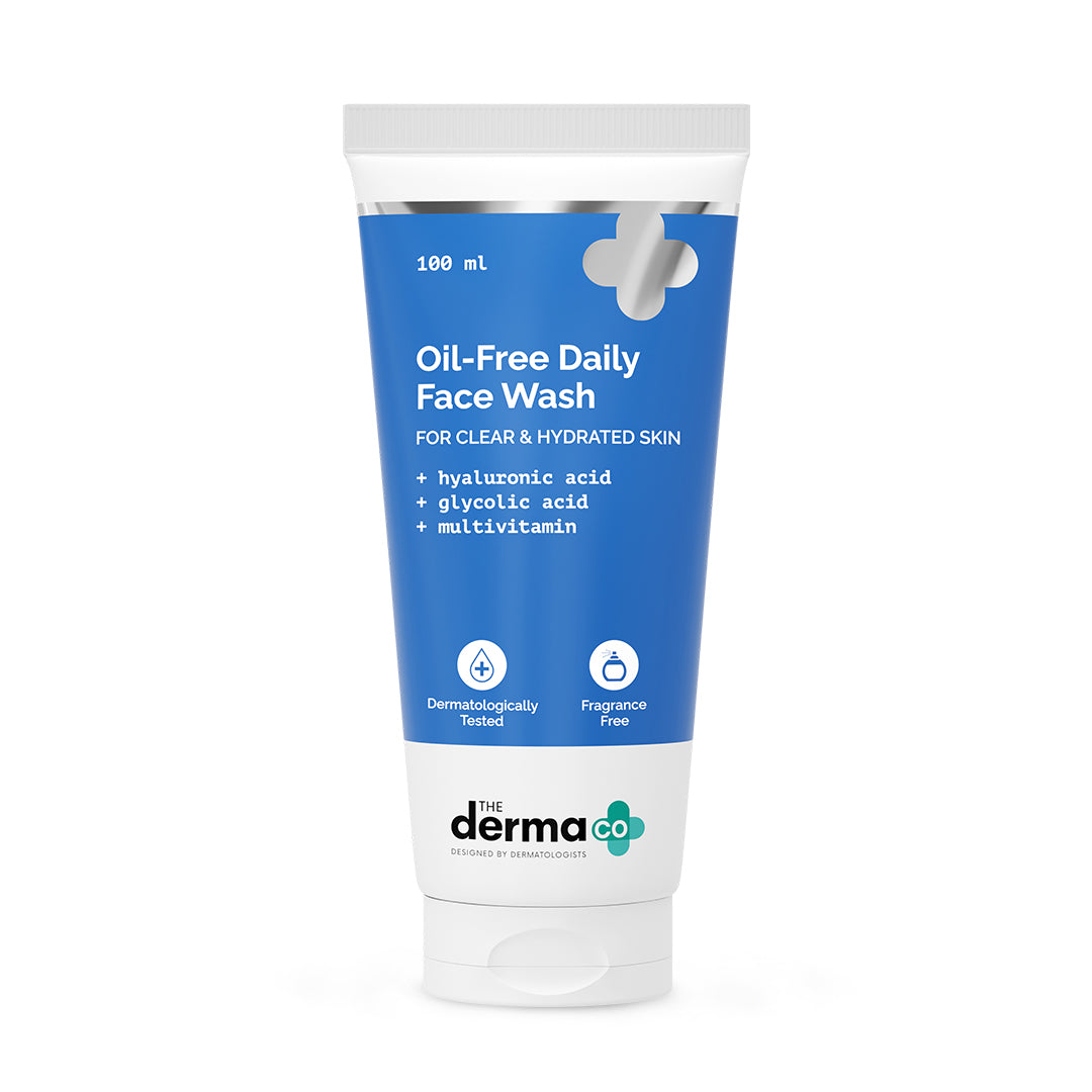 Oil-Free Daily Face Wash With Hyaluronic Acid, Glycolic Acid & Multivitamins for Clear & Hydrated Skin - 100ml