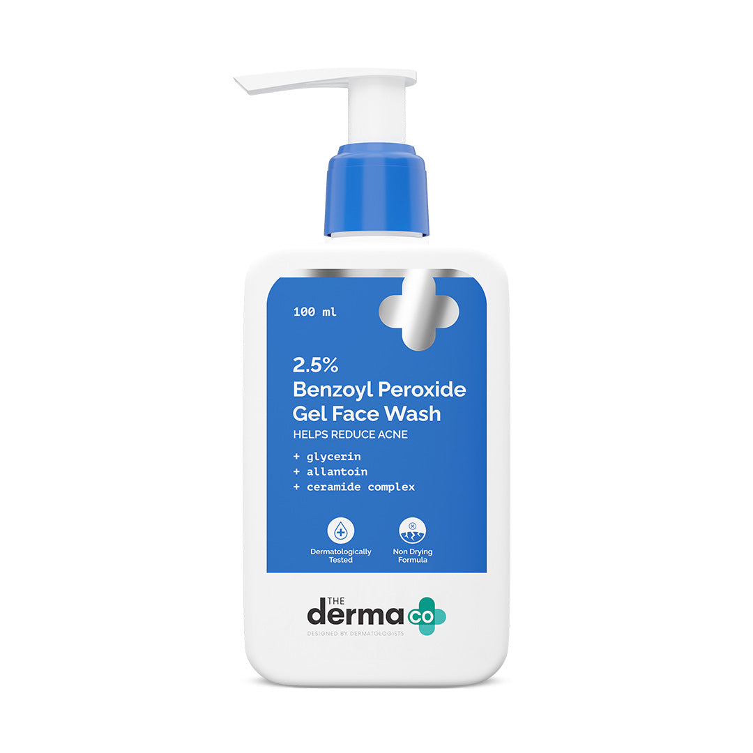 2.5% Benzoyl Peroxide Gel Face Wash with Glycerin & Allantoin for Active Acne - 100 ml
