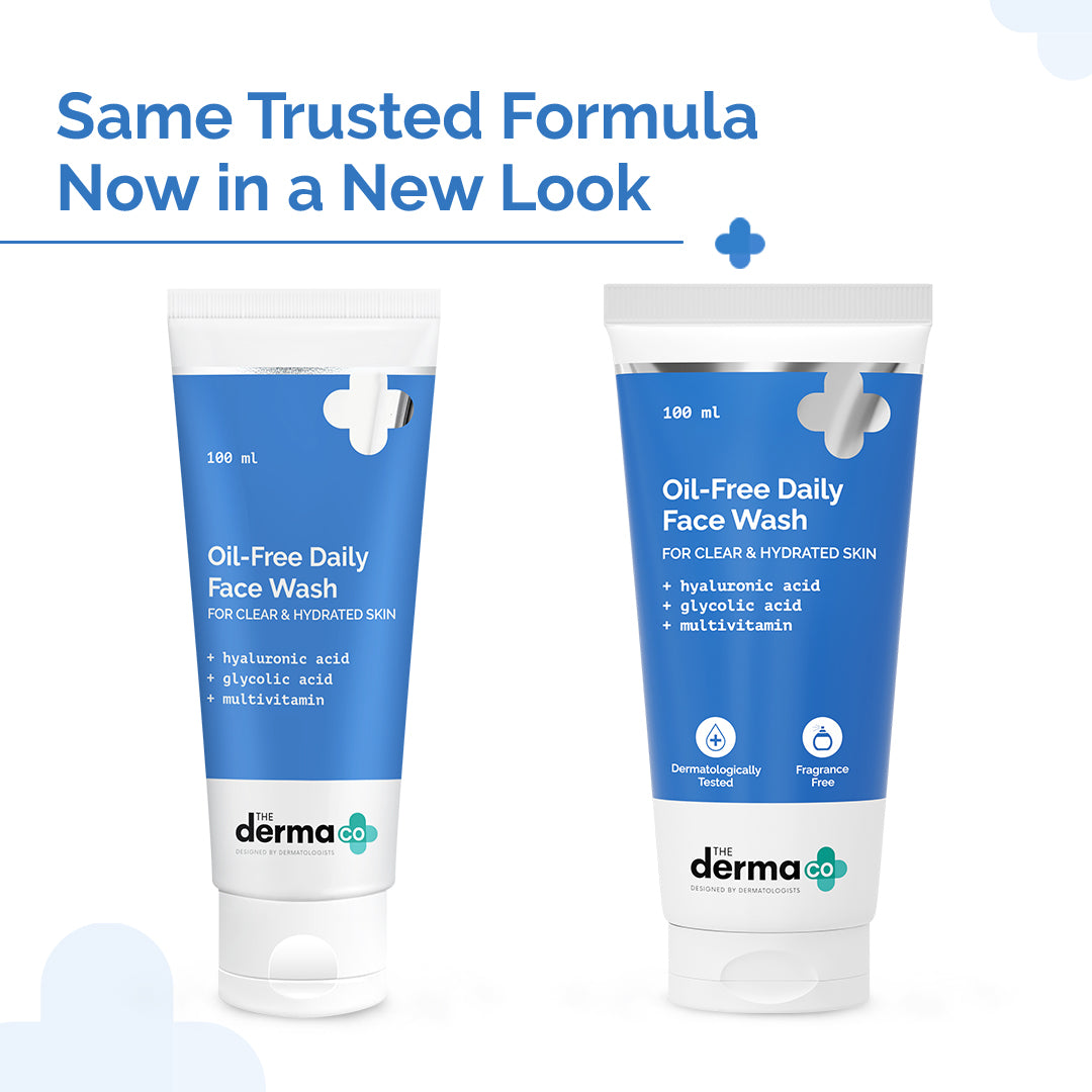 Oil-Free Daily Face Wash With Hyaluronic Acid, Glycolic Acid & Multivitamins for Clear & Hydrated Skin - 100ml