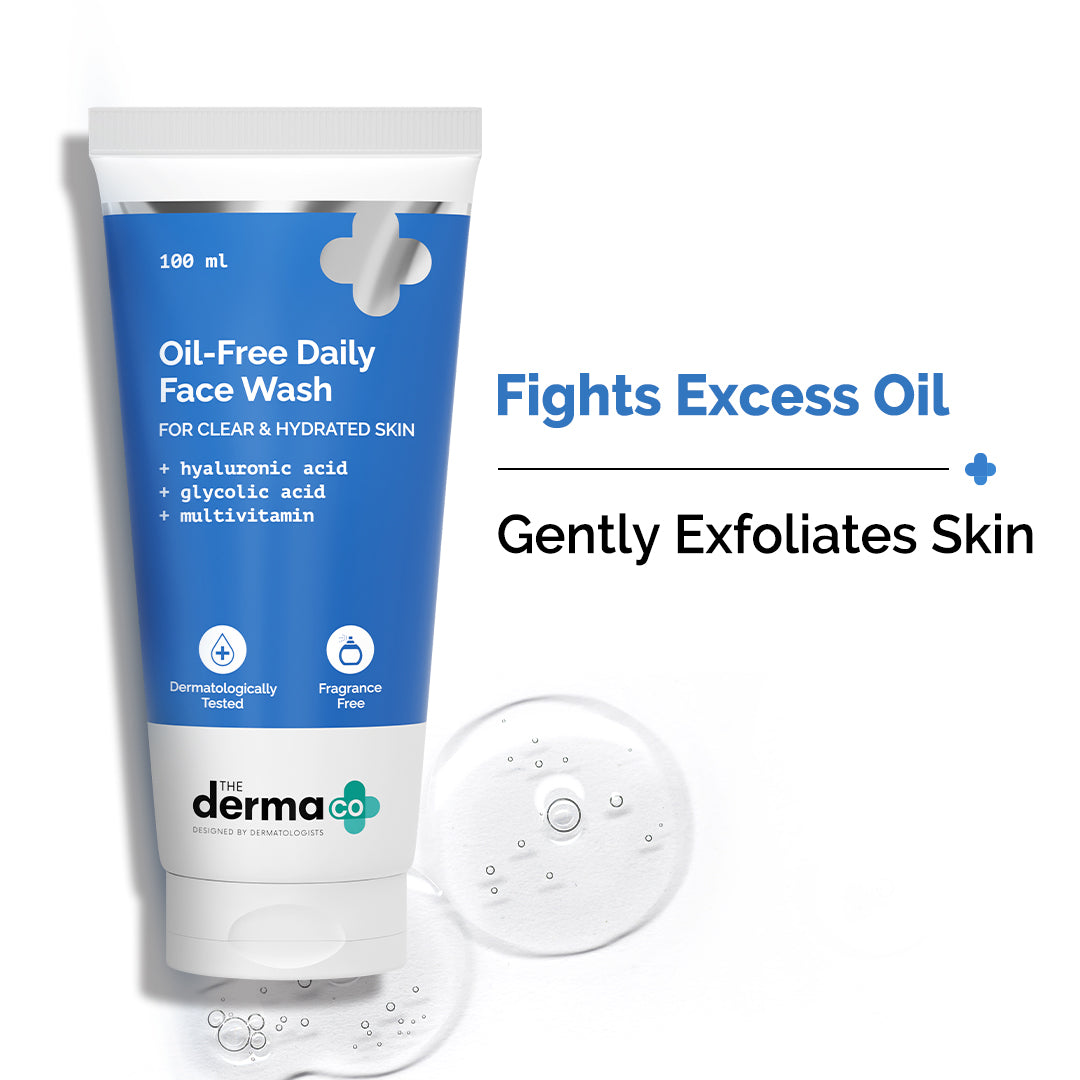 Oil-Free Daily Face Wash With Hyaluronic Acid, Glycolic Acid & Multivitamins for Clear & Hydrated Skin