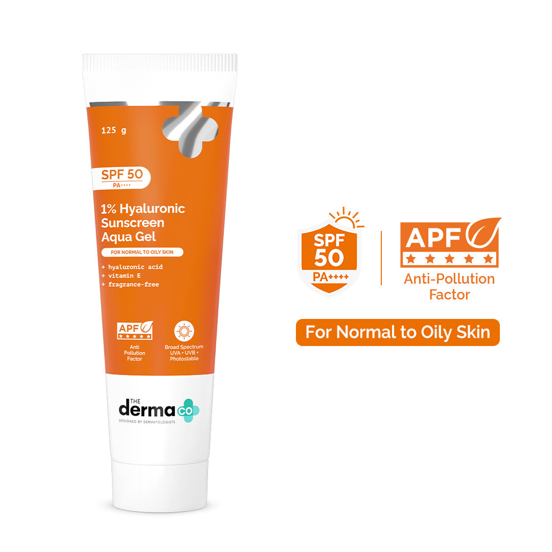 1% Hyaluronic Sunscreen Aqua Gel In Vivo Tested (ISO 24444:2019 Certified, CTRI/2025/02/080287) with SPF 50 & PA++++ - 125 g