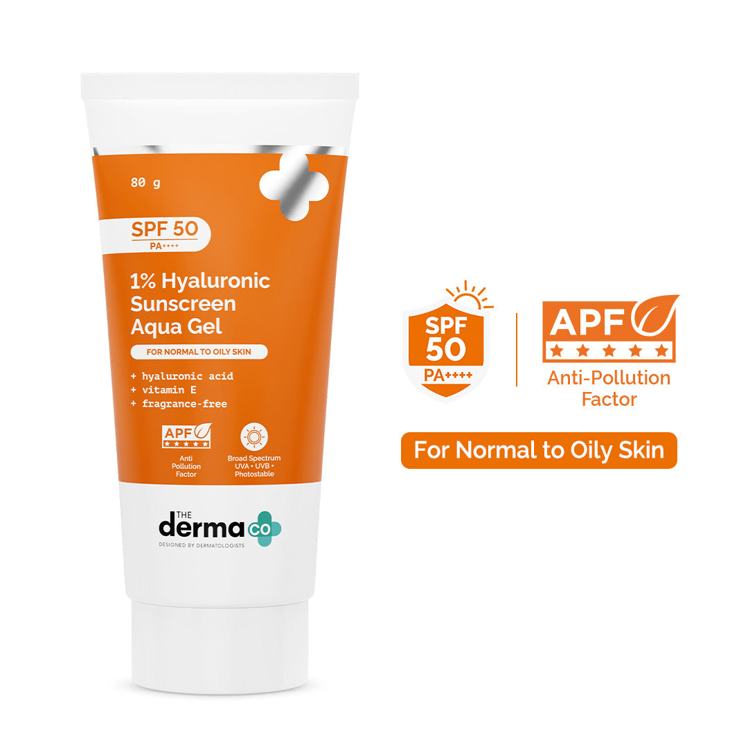 1% Hyaluronic Sunscreen Aqua Gel In-Vivo Tested (ISO 24444:2019 Certified, CTRI/2025/02/080287) with SPF 50 & PA++++ - 80g